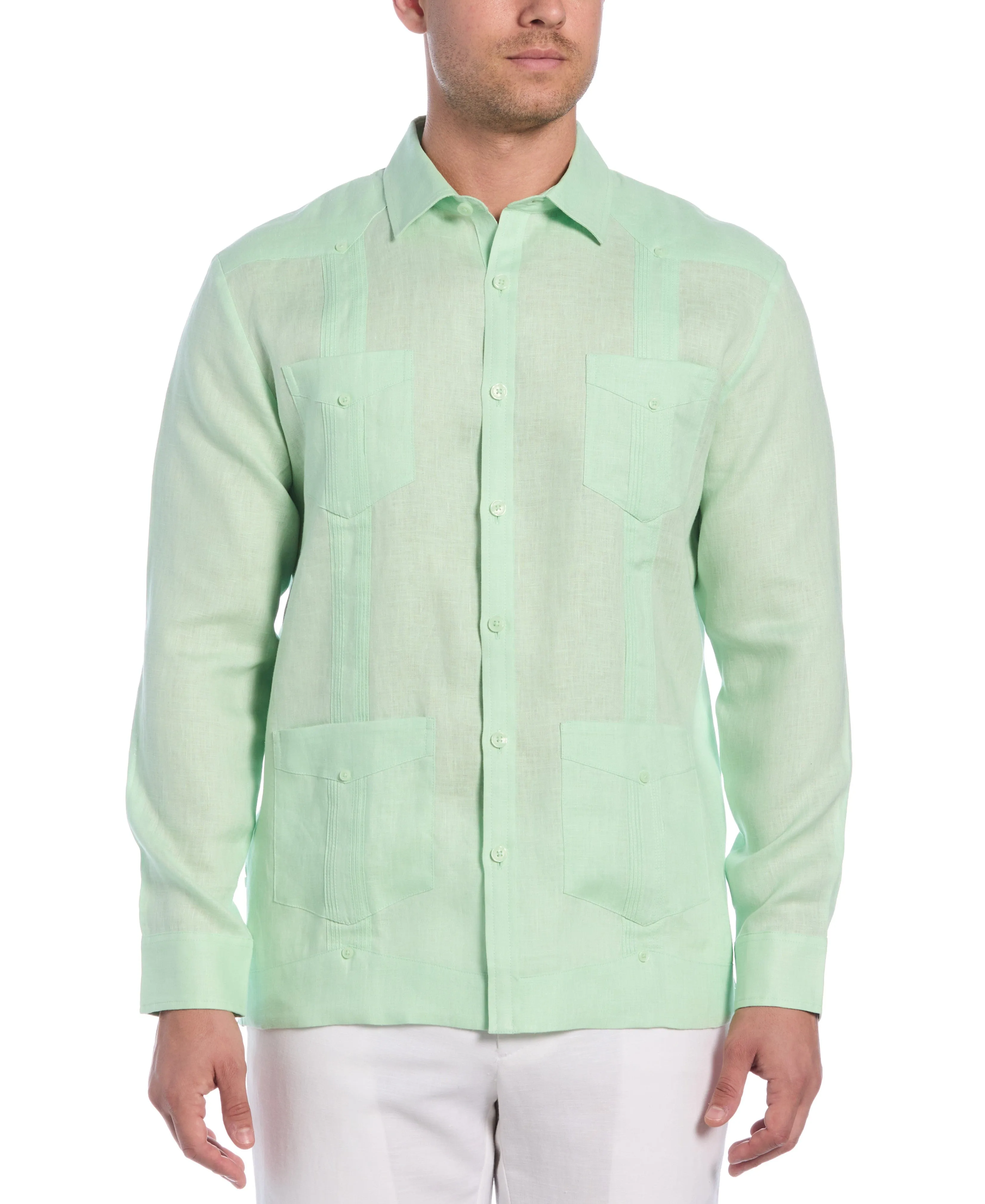 100% Linen Classic Guayabera Shirt - Long Sleeve