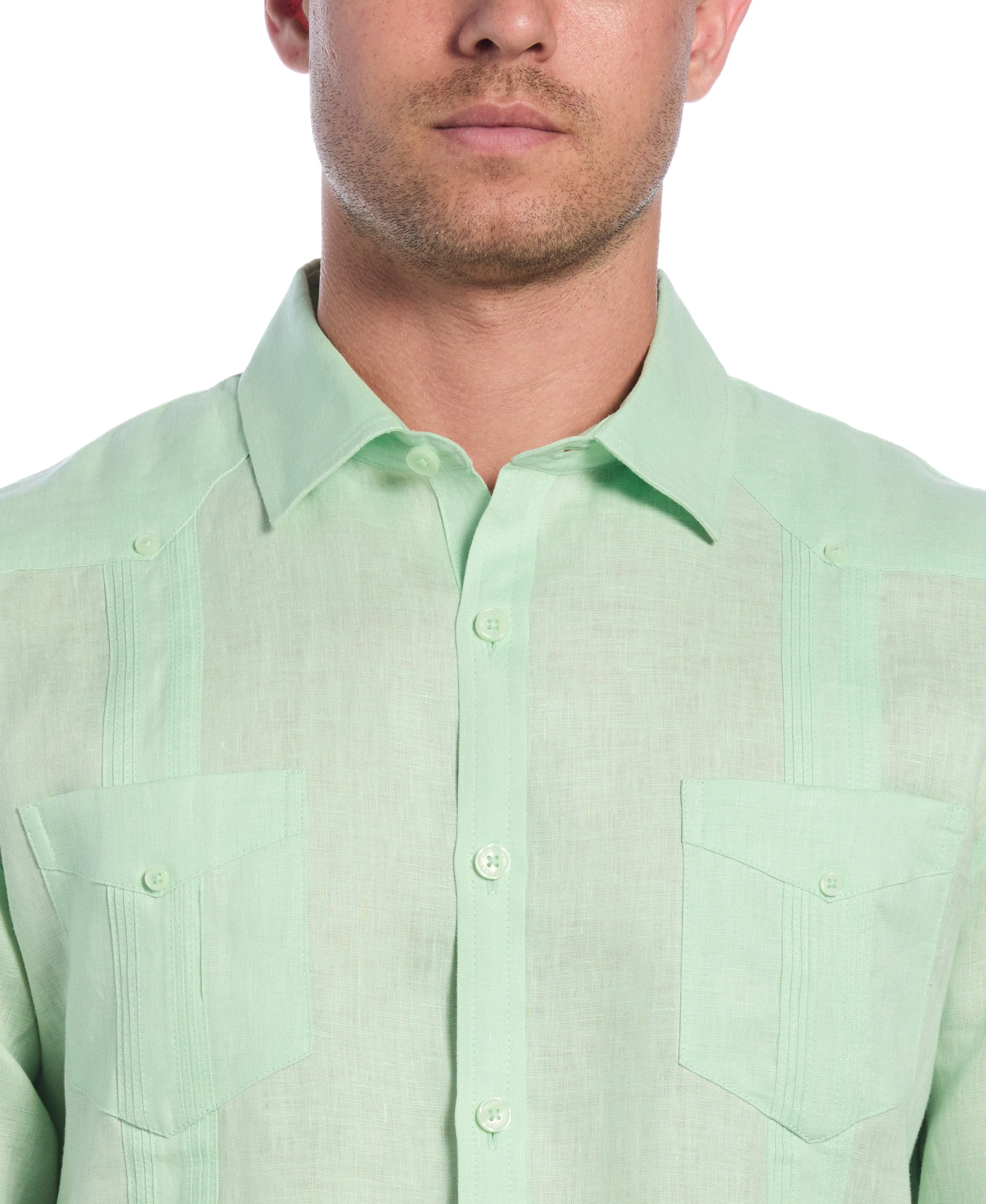 100% Linen Classic Guayabera Shirt - Long Sleeve