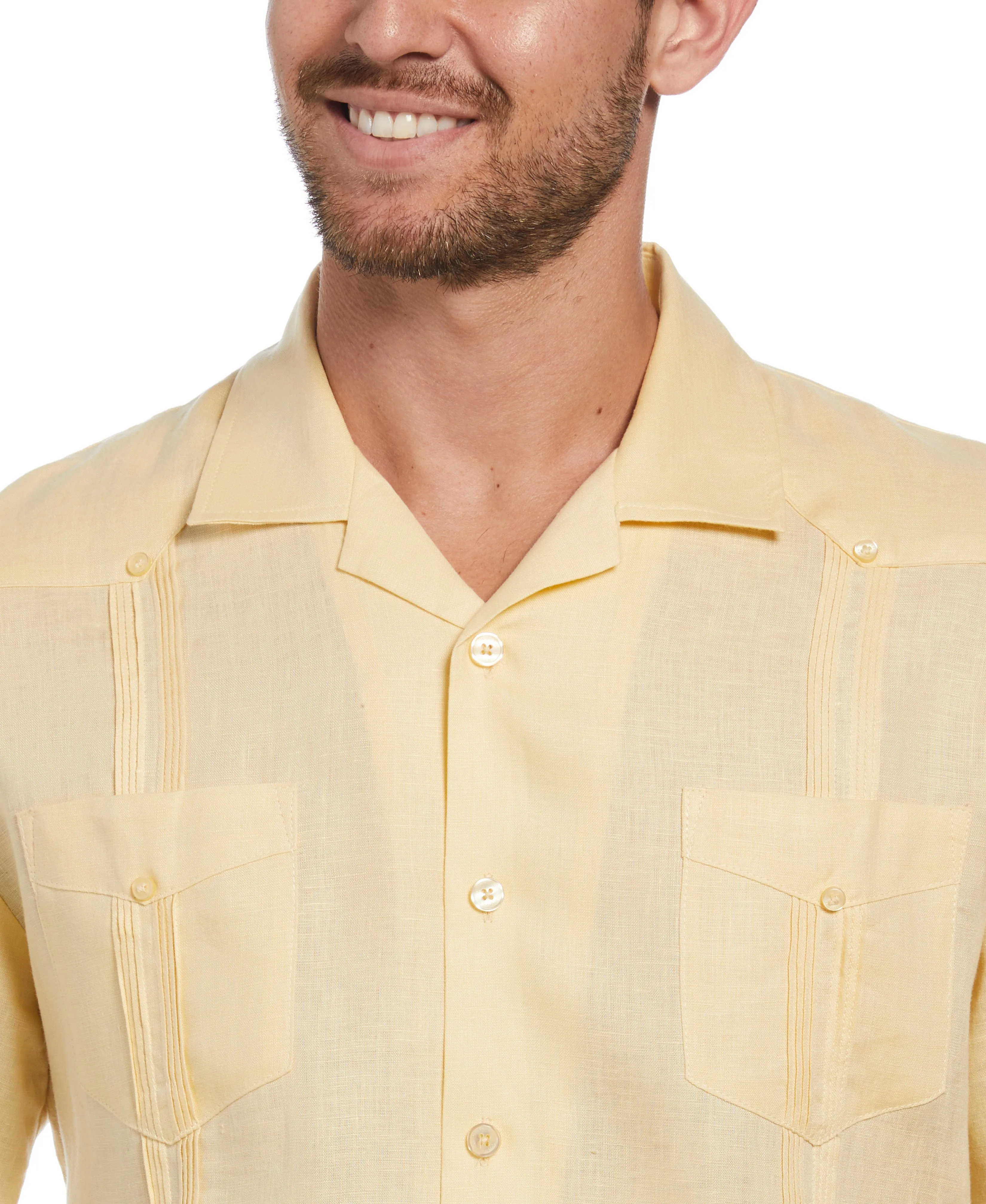 100% Linen Classic Guayabera Shirt - Short Sleeve