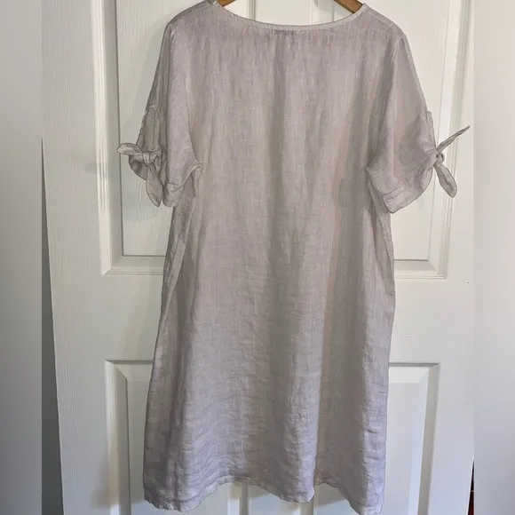 100% Linen Cream Dress, Italian Linen Dress, Made in Italy perfect for the beach