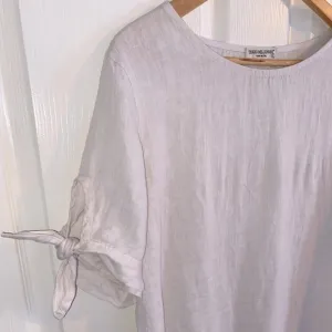 100% Linen Cream Dress, Italian Linen Dress, Made in Italy perfect for the beach