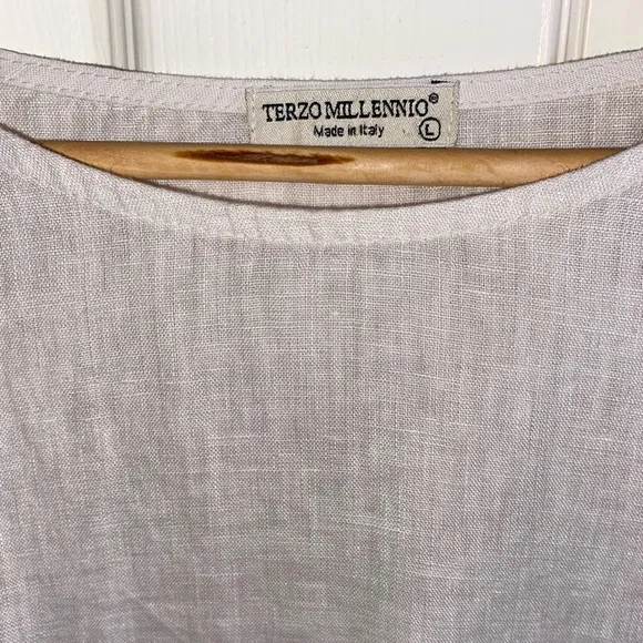 100% Linen Cream Dress, Italian Linen Dress, Made in Italy perfect for the beach