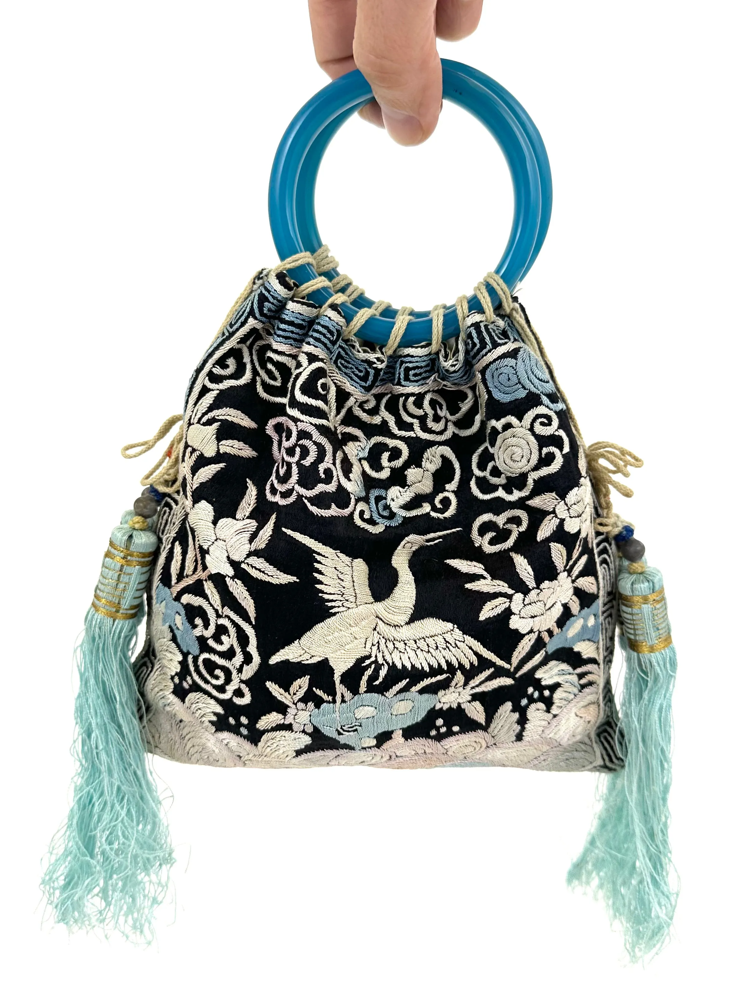 1910's Silk Embroidered Jade Bag