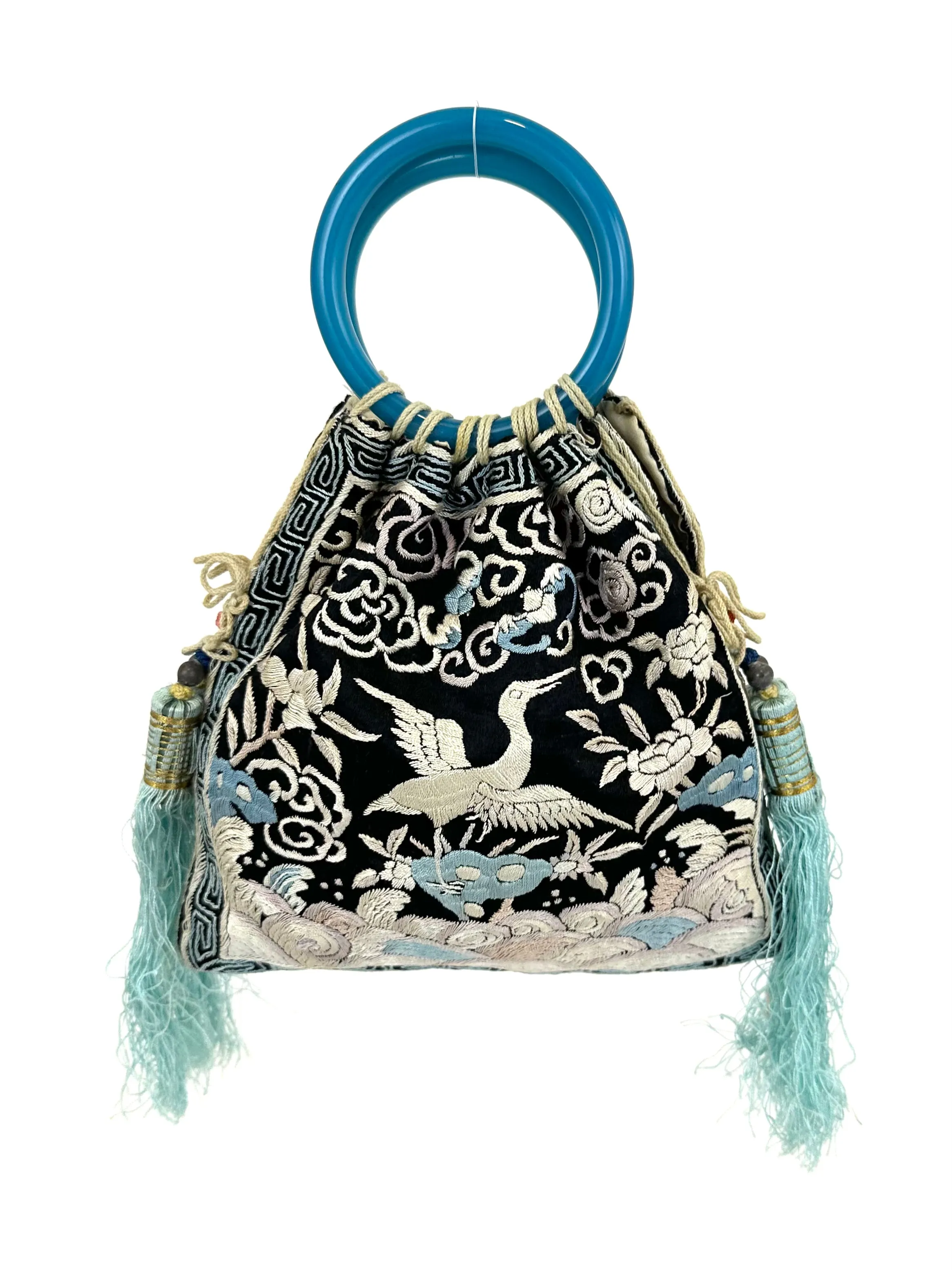 1910's Silk Embroidered Jade Bag