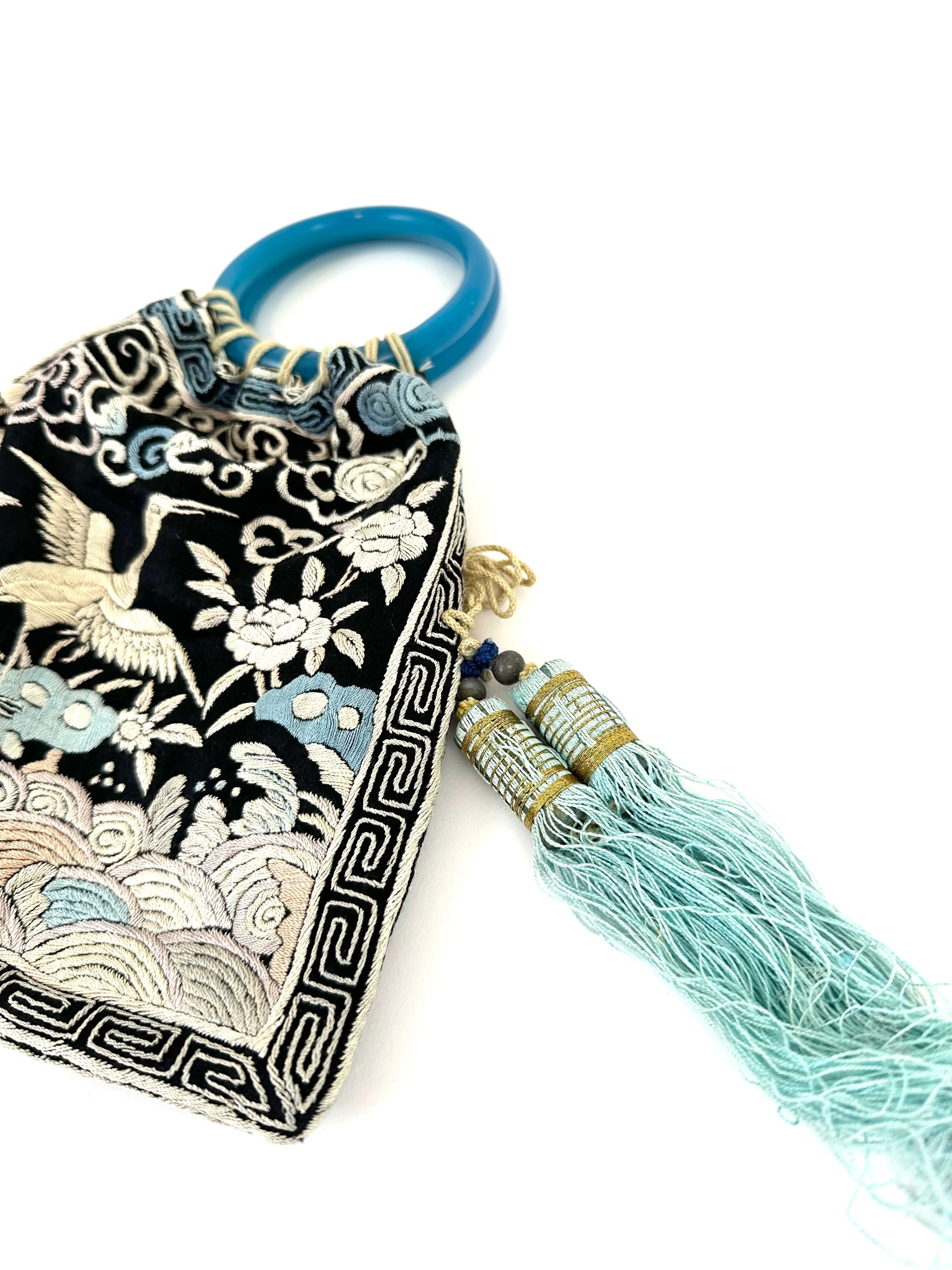 1910's Silk Embroidered Jade Bag