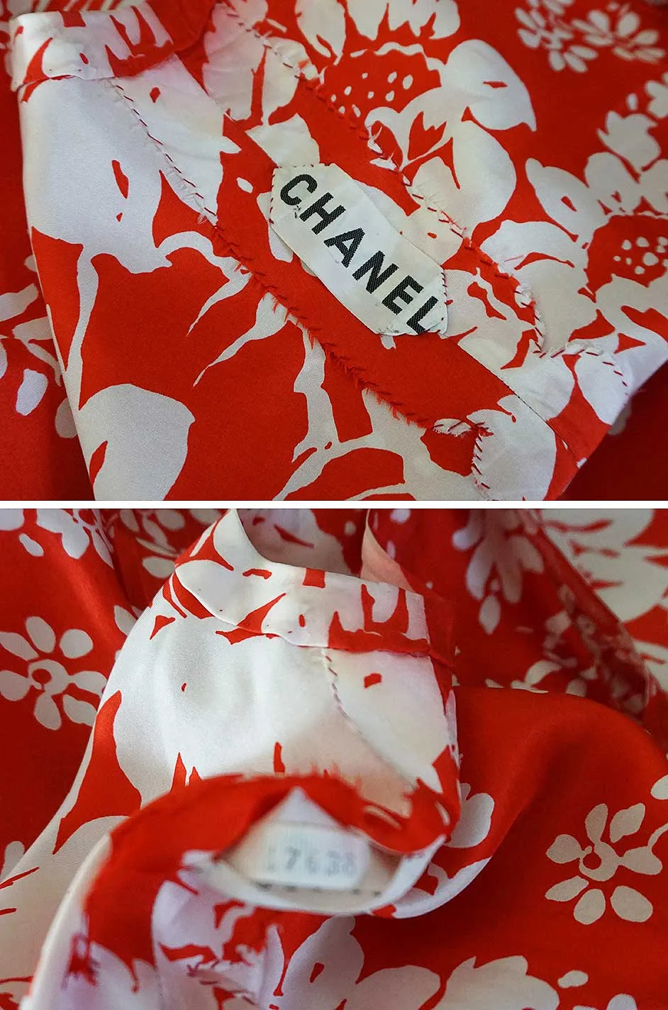 1973 Chanel Numbered Haute Couture Red Silk Chiffon Dress