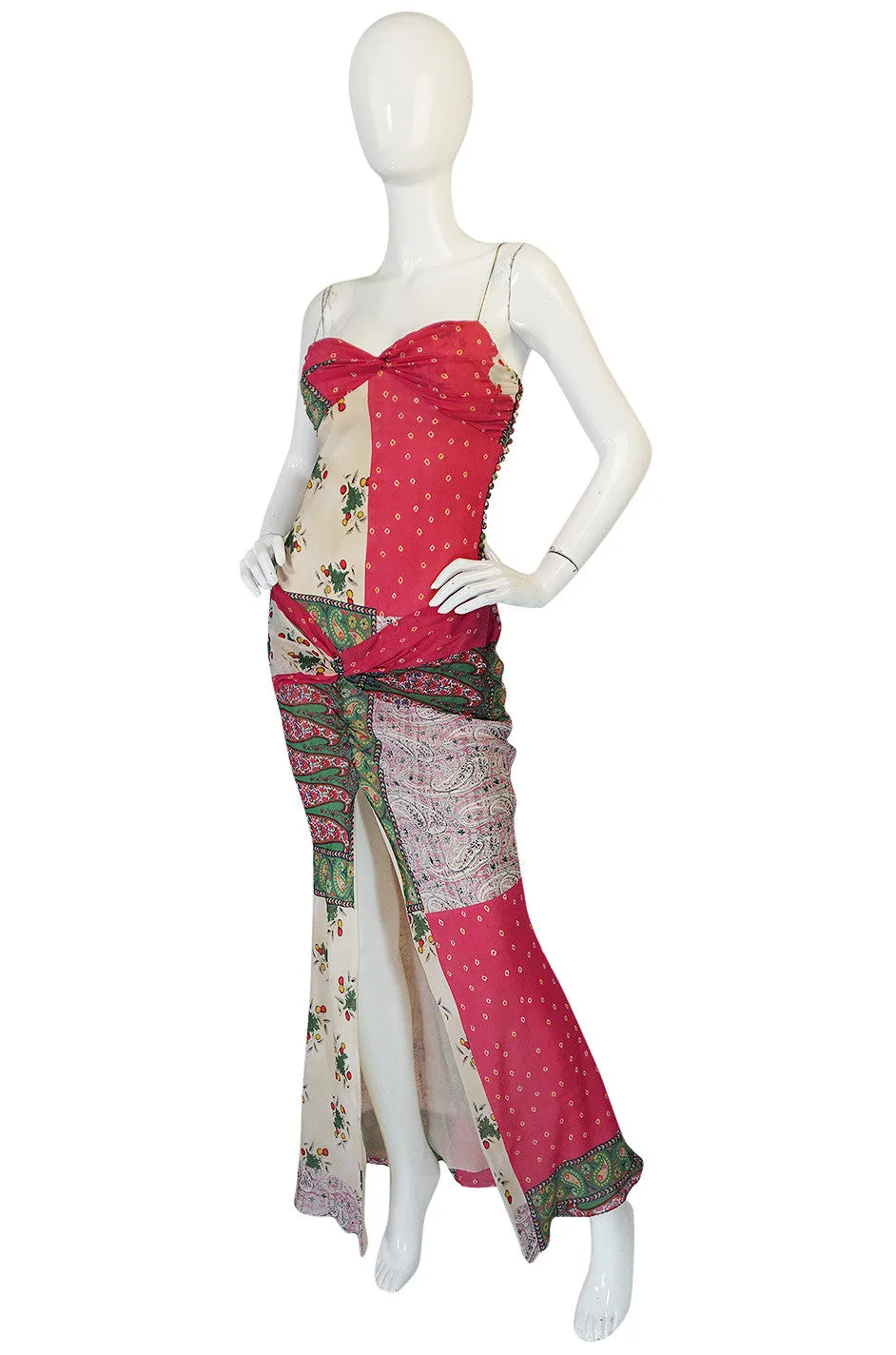 1990s Galliano for Christian Dior Pink Silk "Patchwork" Dress