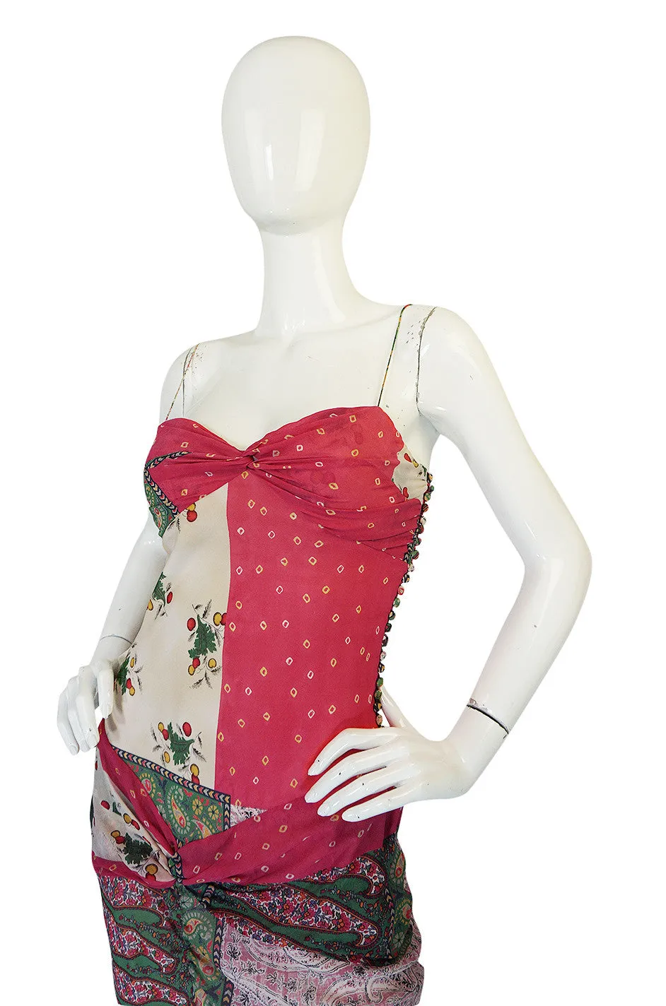 1990s Galliano for Christian Dior Pink Silk "Patchwork" Dress