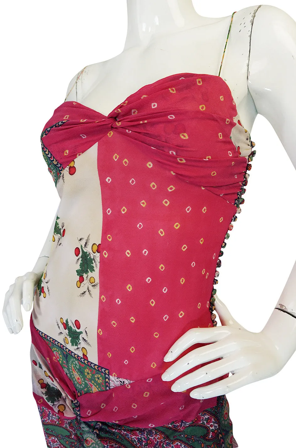 1990s Galliano for Christian Dior Pink Silk "Patchwork" Dress