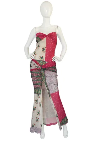 1990s Galliano for Christian Dior Pink Silk "Patchwork" Dress