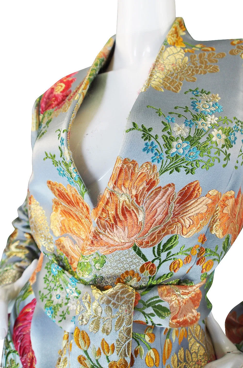 1990s Peggy Jennings SIlk Brocade Wrap Coat