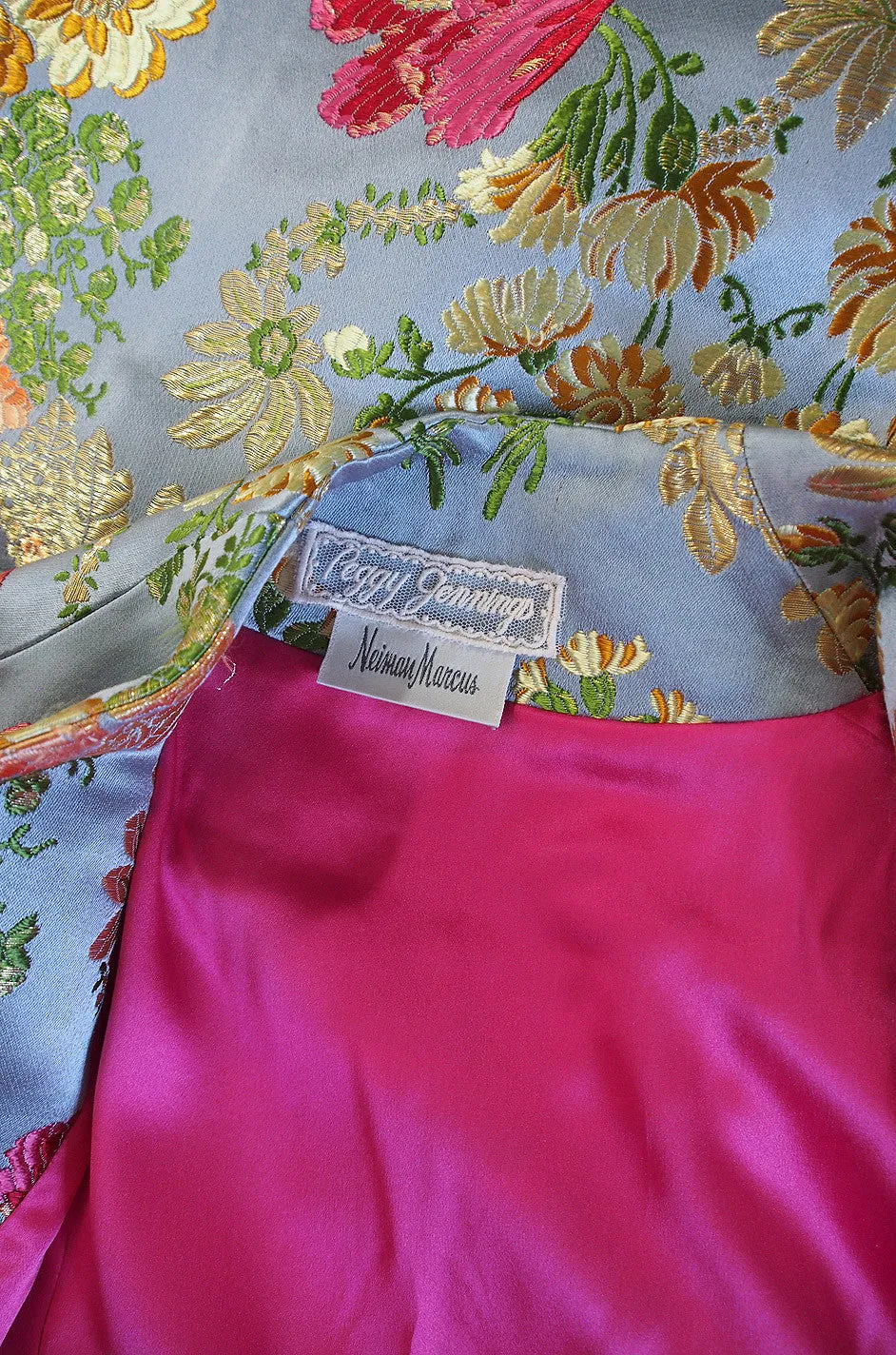 1990s Peggy Jennings SIlk Brocade Wrap Coat