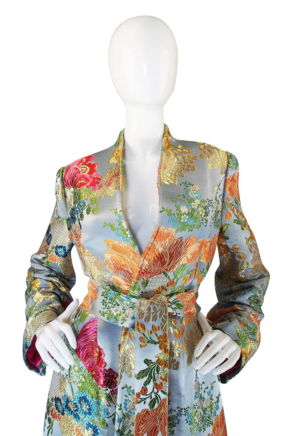 1990s Peggy Jennings SIlk Brocade Wrap Coat