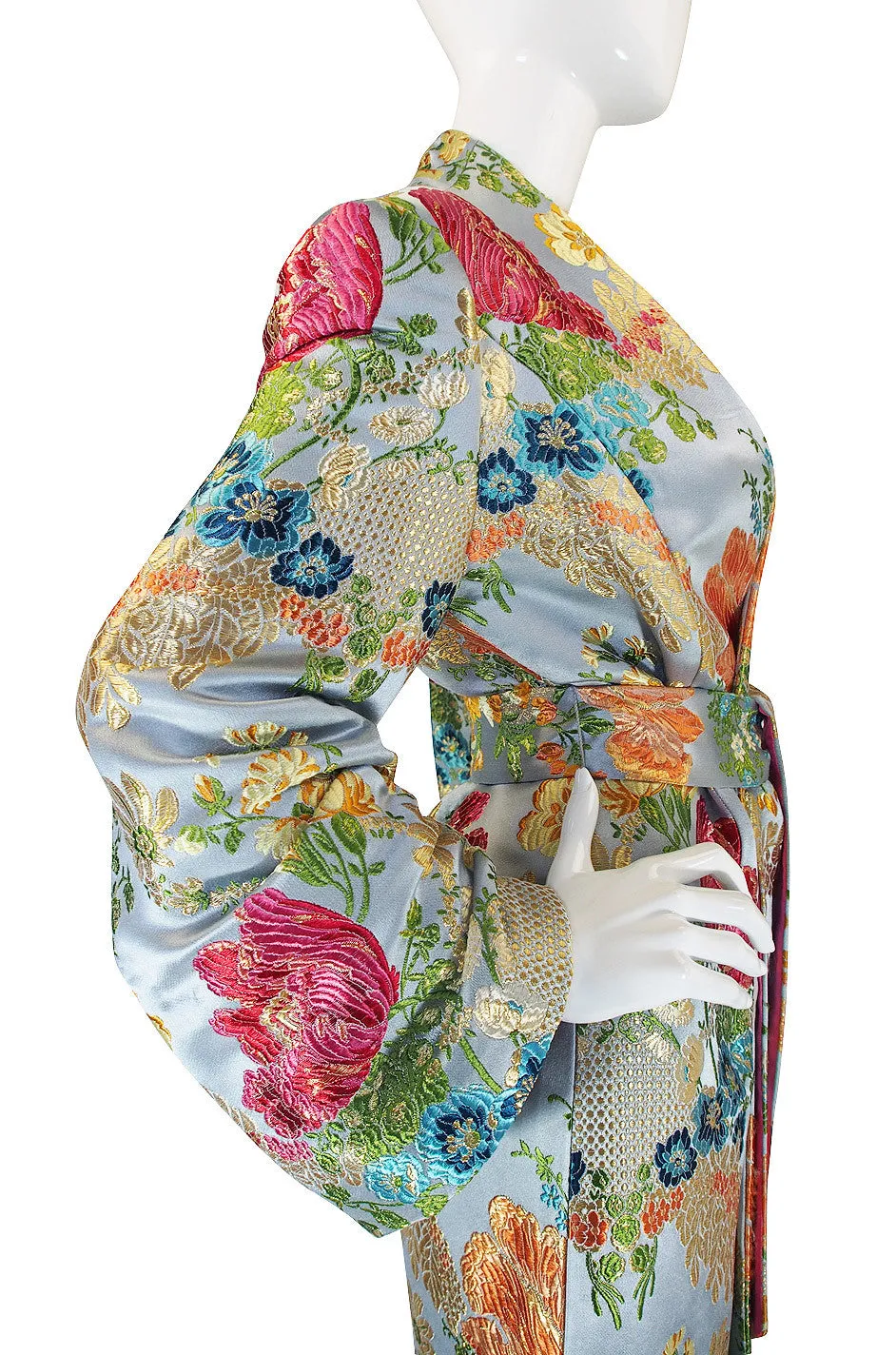 1990s Peggy Jennings SIlk Brocade Wrap Coat