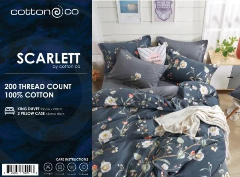 200 Thread Count Percale Cotton Printed Duvet Covers Set Scarlett