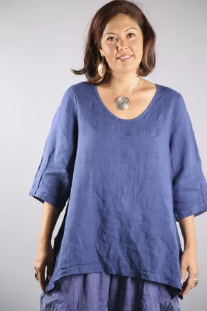 2183 Relaxed Linen Top-Deep Blue Sea-U