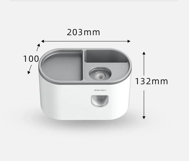 3-in-1 Wall-Mounted Toothpaste Dispenser, Toothbrush Holder, Multifunctional Bathroom Organizer