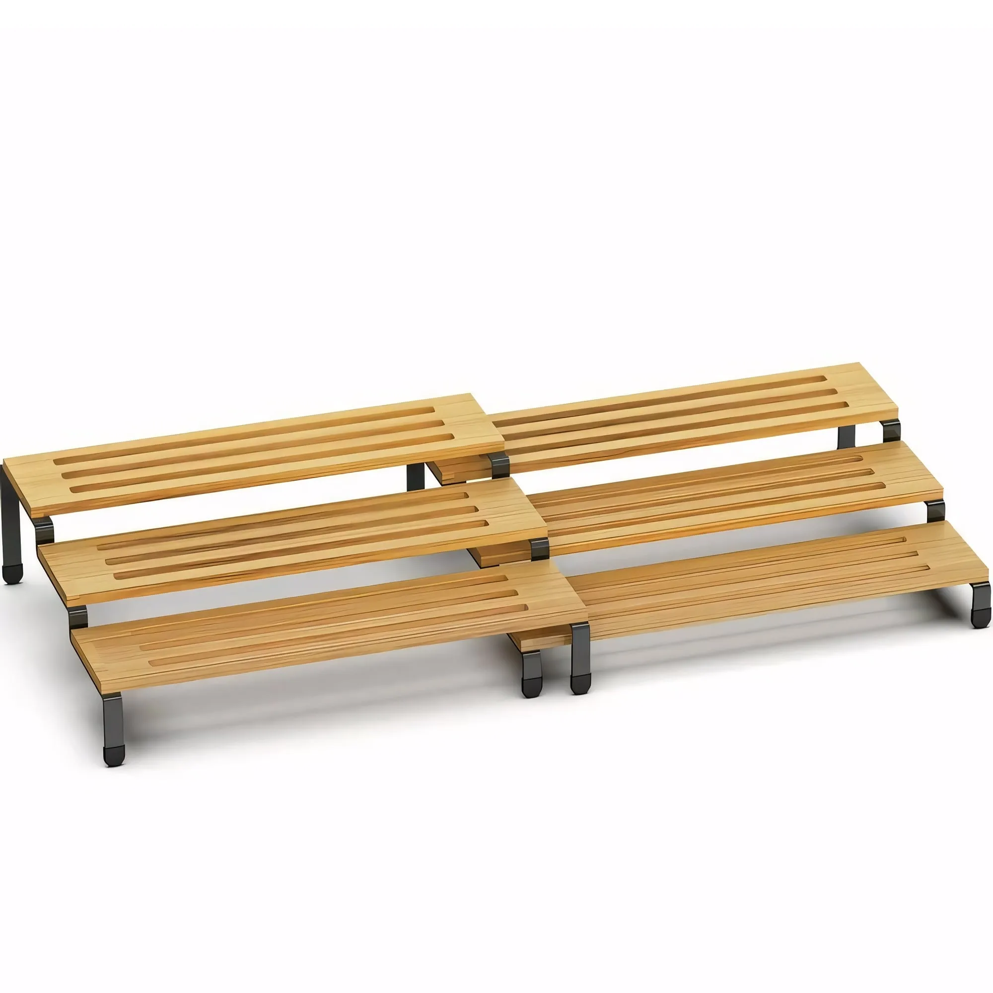 3 Tier Bamboo Spice Rack Freestanding Expandable Seasoning Jars Shelf