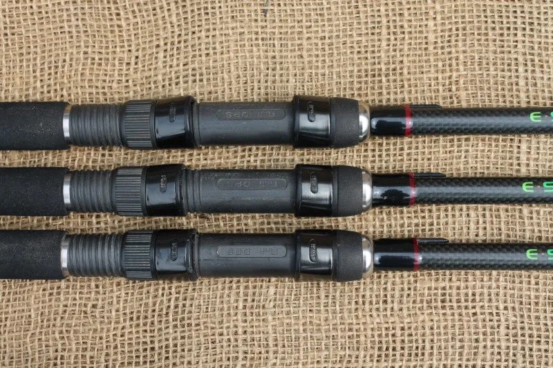 3 x ESP Original Issue Terry Hearn Old Scholl Carp Fishing Rods. 2lb 9oz T/C. 12'.