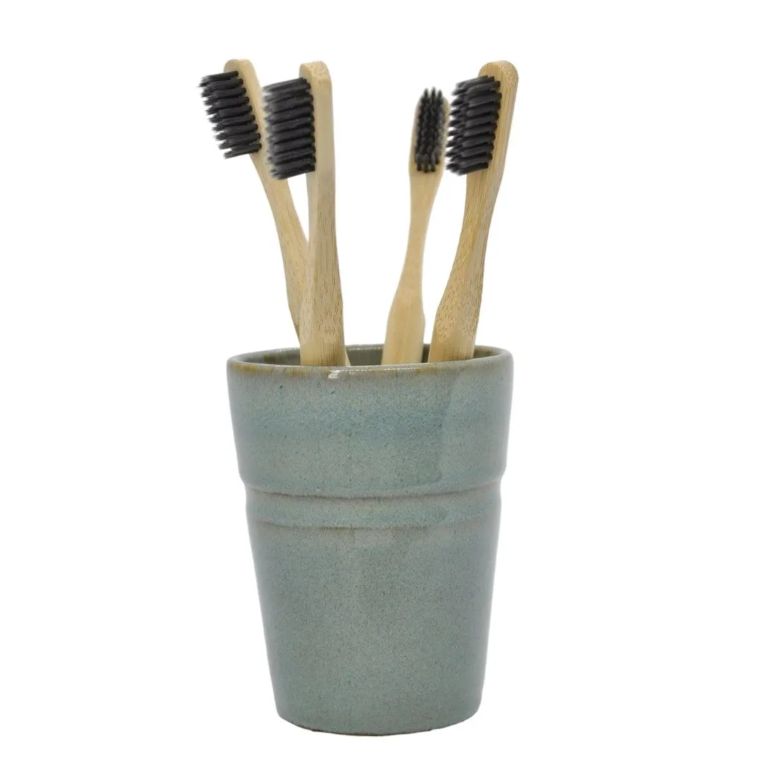 4 Pack of Bamboo Toothbrushes with Charcoal Bristles