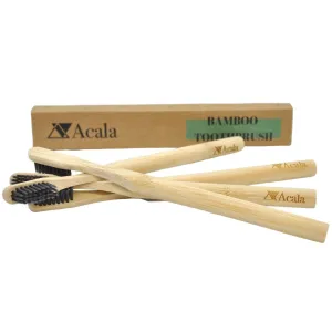 4 Pack of Bamboo Toothbrushes with Charcoal Bristles