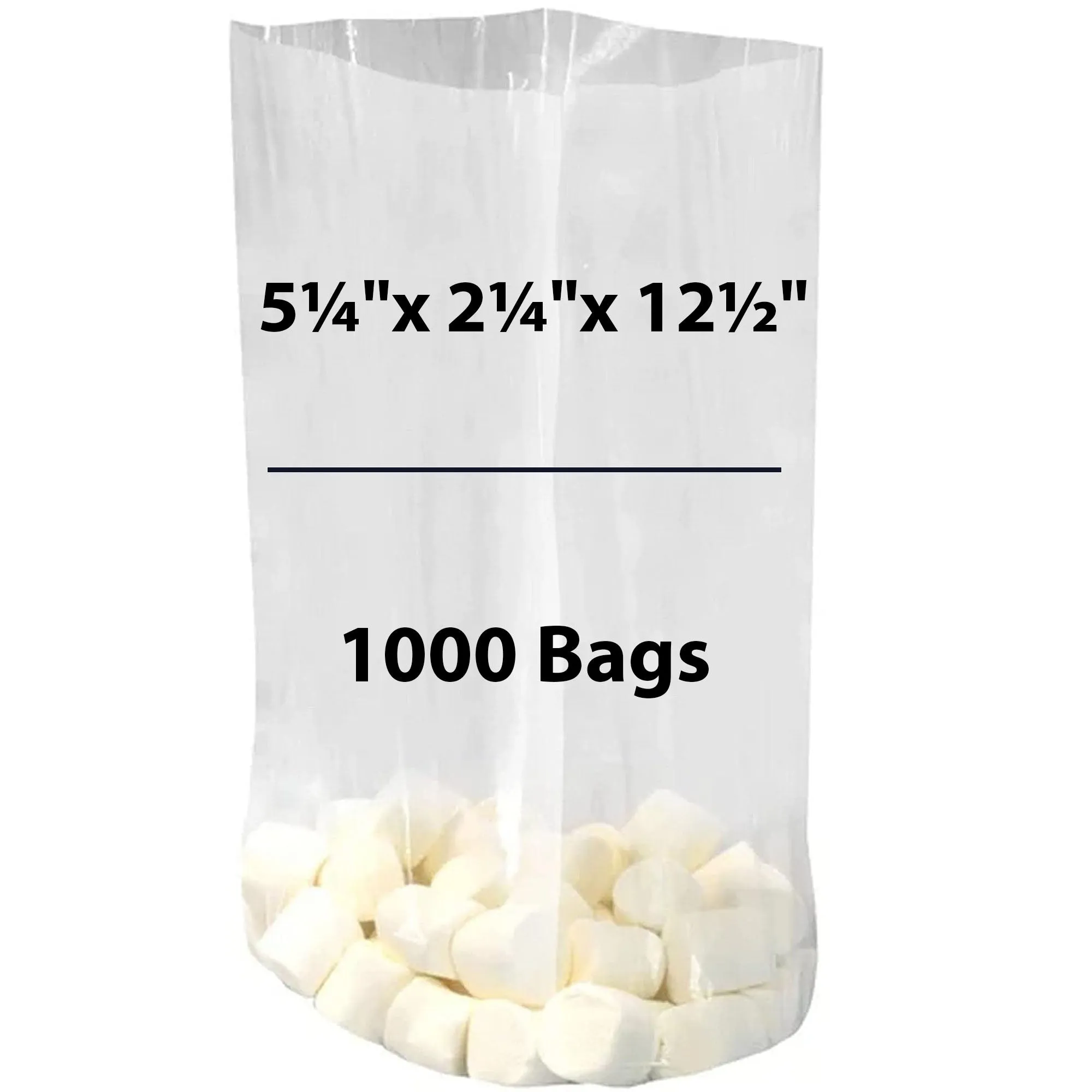 5.25X2.25X12.5 inches Gusseted Poly Bags Clear 1.5 Mil Low Density LDPE