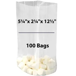 5.25X2.25X12.5 inches Gusseted Poly Bags Clear 1.5 Mil Low Density LDPE