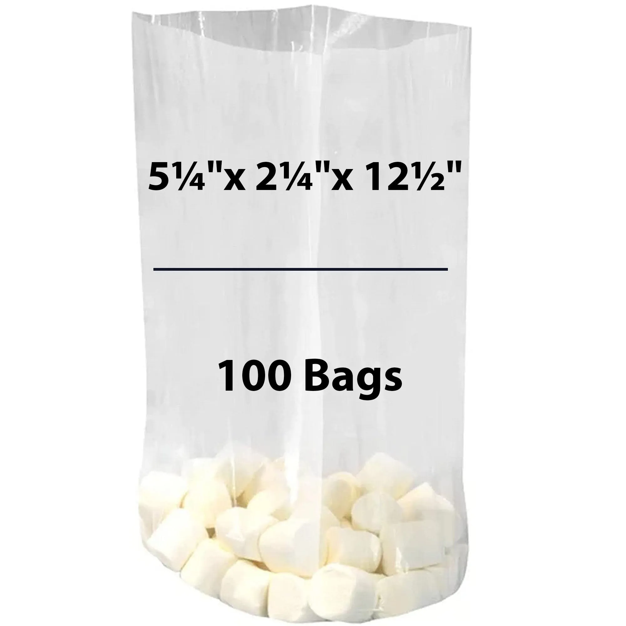5.25X2.25X12.5 inches Gusseted Poly Bags Clear 1.5 Mil Low Density LDPE