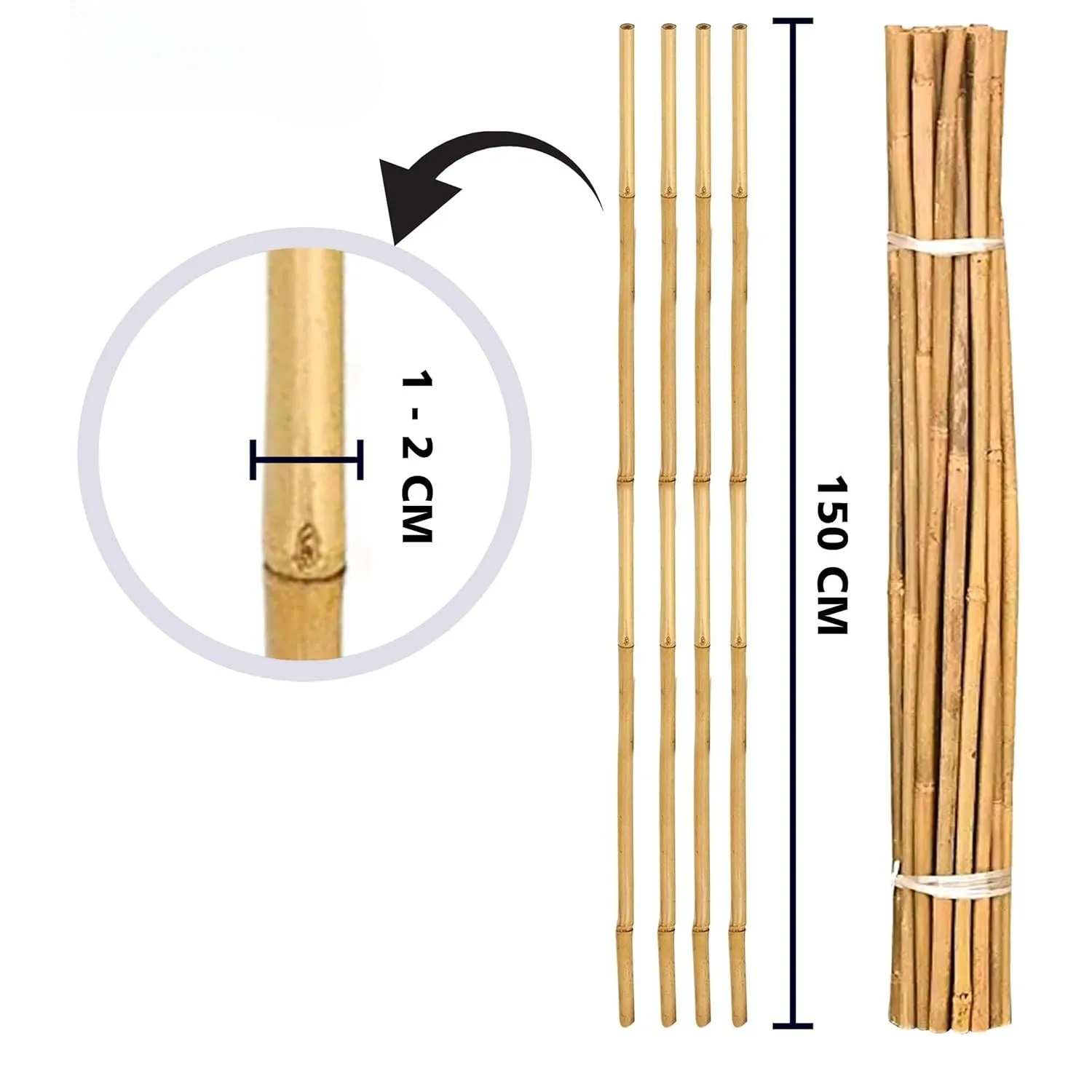 5ft Bamboo Garden Canes Natural Strong Plant Support Stakes 1.5m 20-100pk