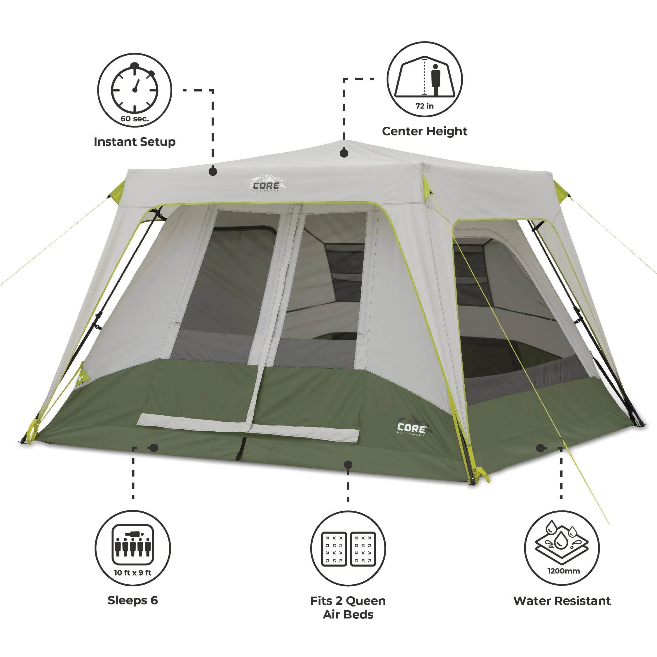 6 Person Instant Cabin Performance Tent 10' x 9'