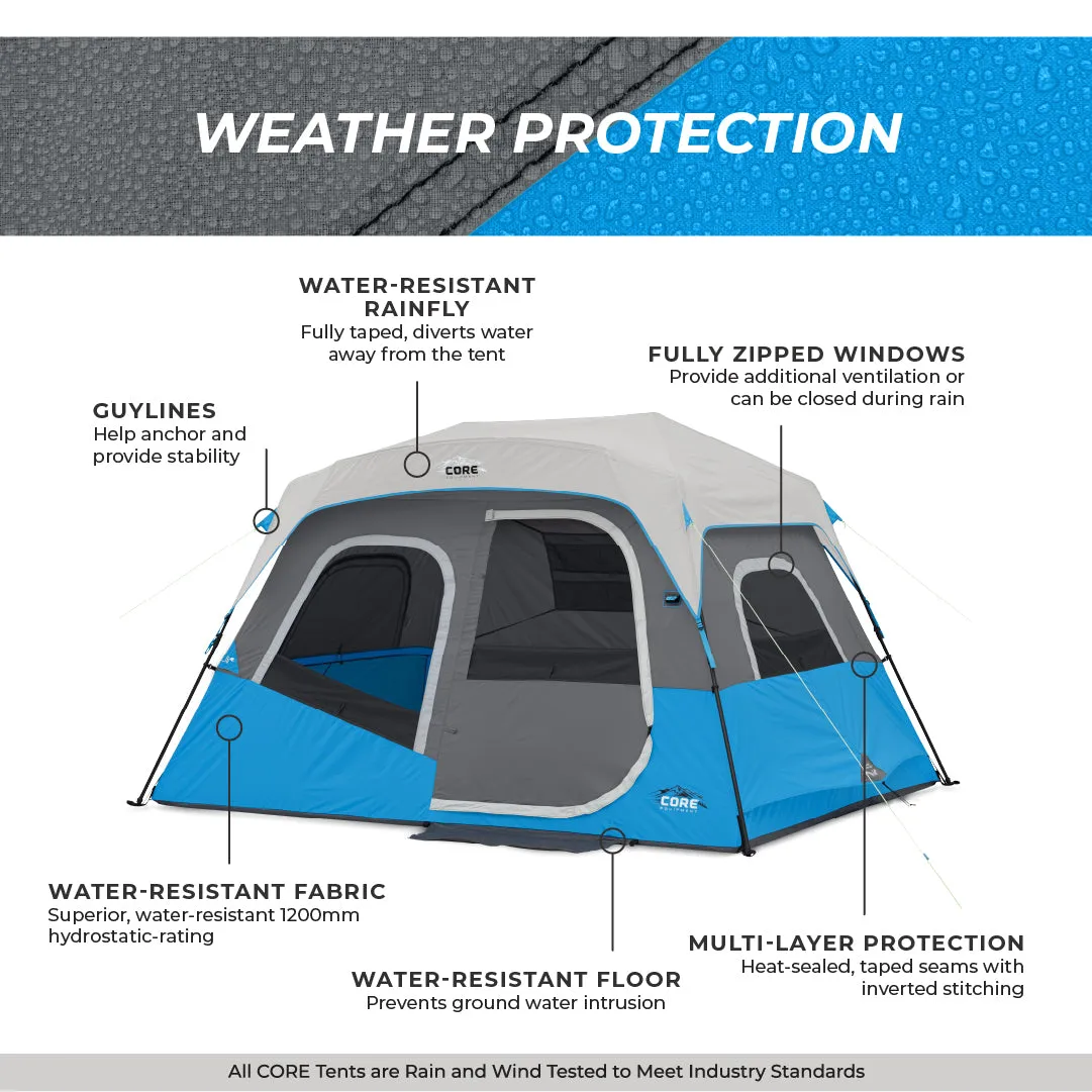6 Person Lighted Instant Cabin Tent 11’ x 9’