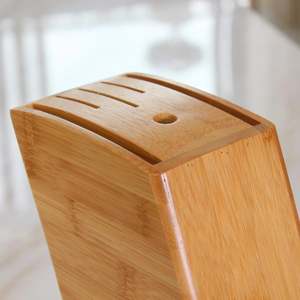6 Slot Bamboo Knife Storage Rack Stand Holder Rest Organizer Home Kitchen Tool