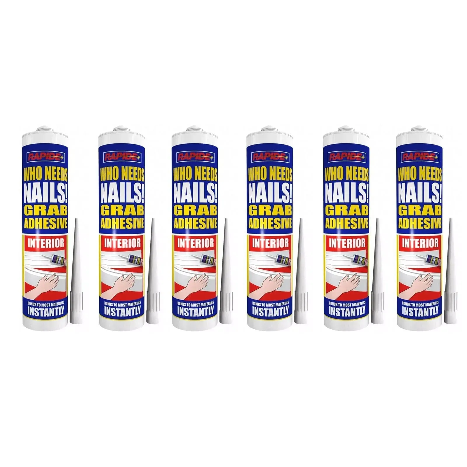 6 x Rapide Who Needs Nails Interior Grab Adhesive | 6 x 260ml Cartridges