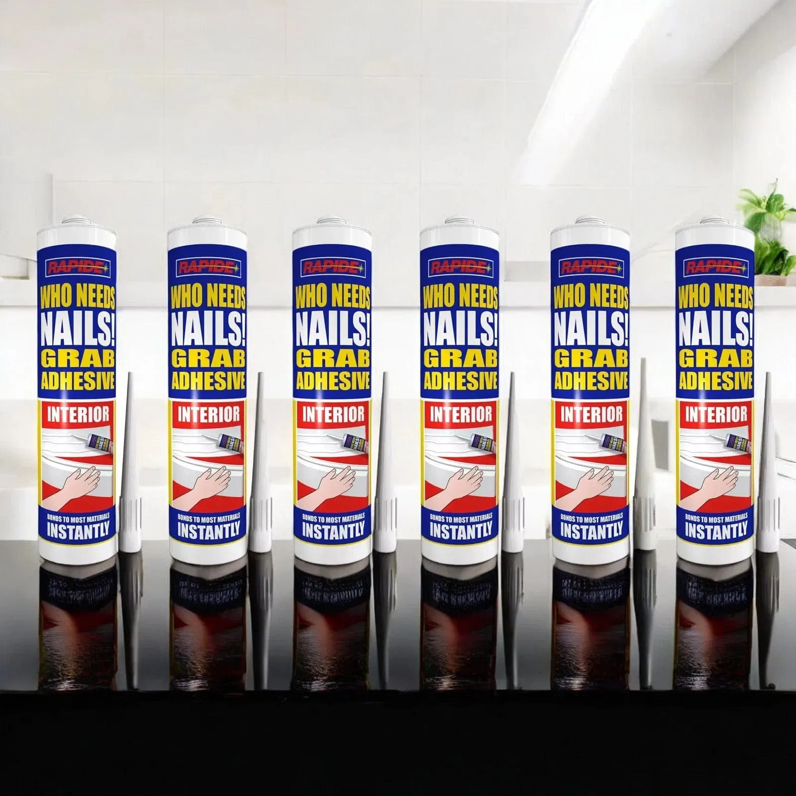 6 x Rapide Who Needs Nails Interior Grab Adhesive | 6 x 260ml Cartridges