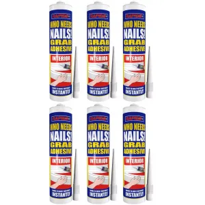 6 x Rapide Who Needs Nails Interior Grab Adhesive | 6 x 260ml Cartridges