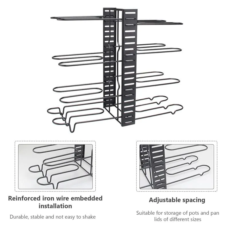 8-Tier Pot Rack Organiser - Black