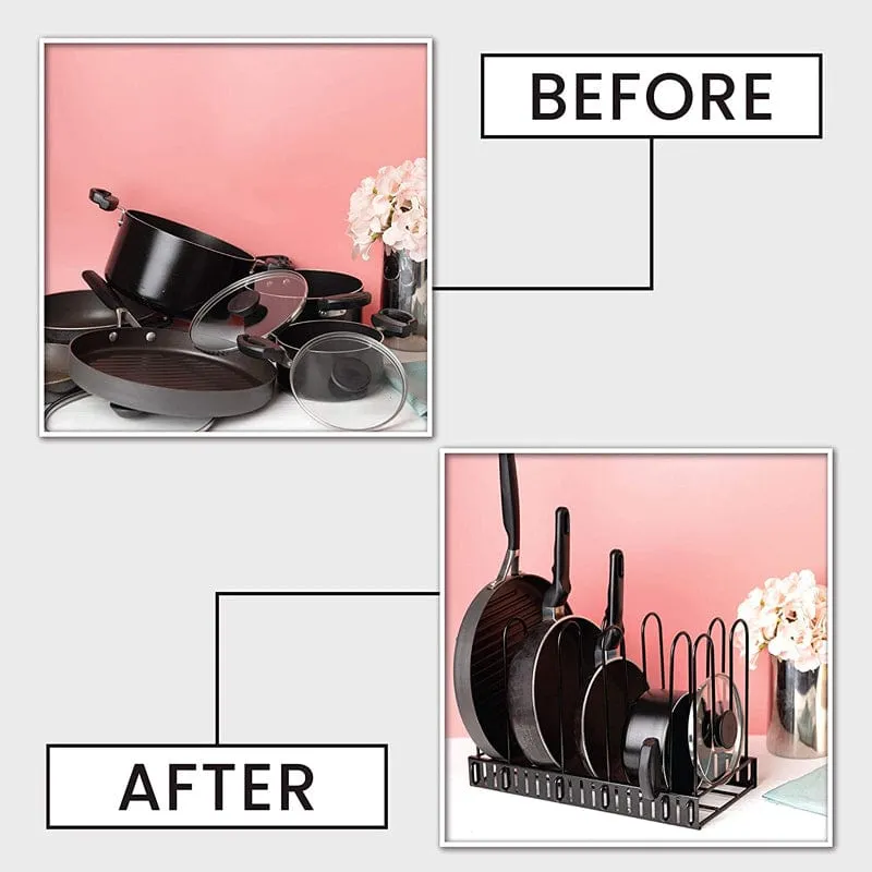 8-Tier Pot Rack Organiser - Black