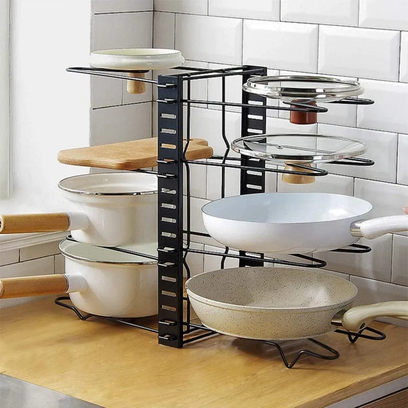 8-Tier Pot Rack Organiser - Black