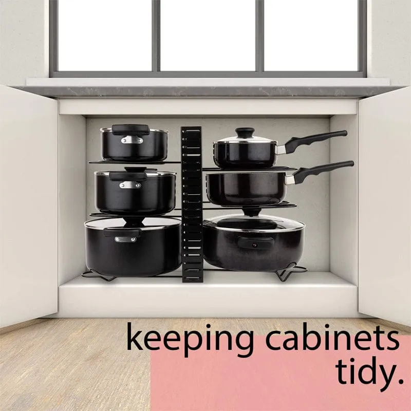 8-Tier Pot Rack Organiser - Black