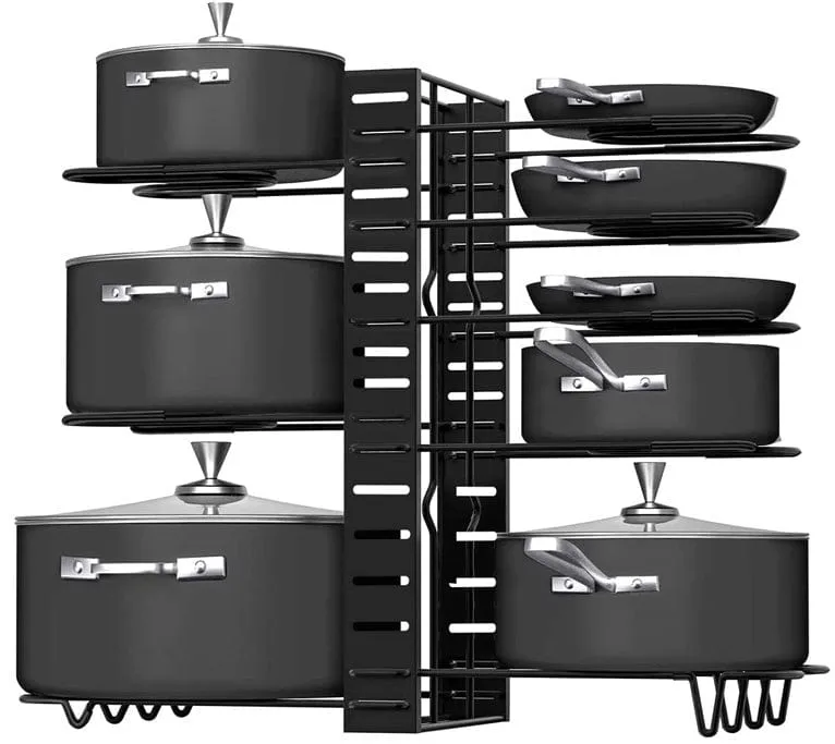 8-Tier Pot Rack Organiser - Black