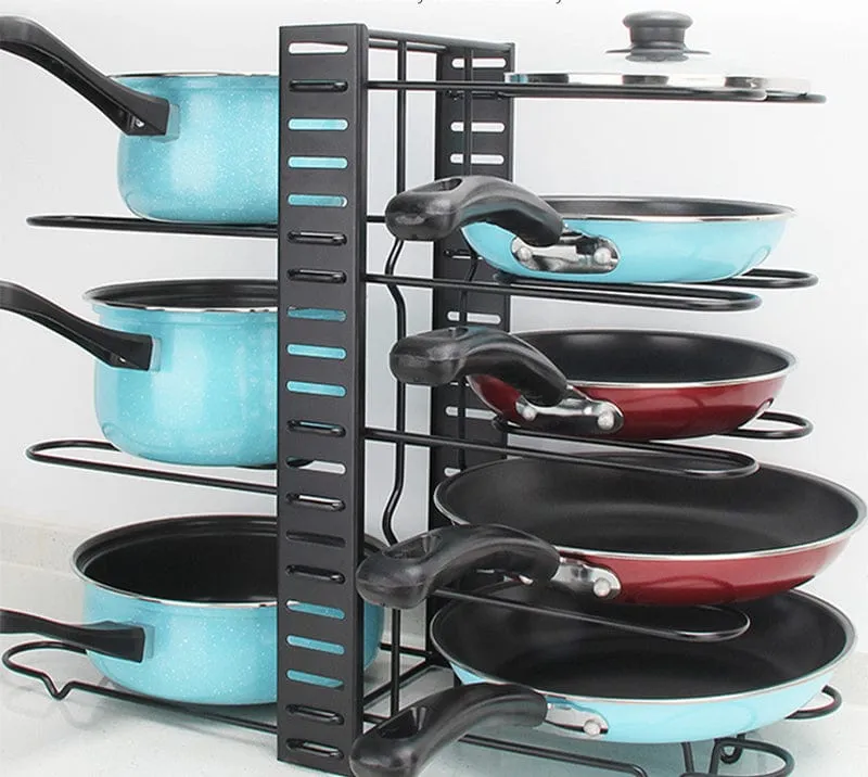 8-Tier Pot Rack Organiser - Black