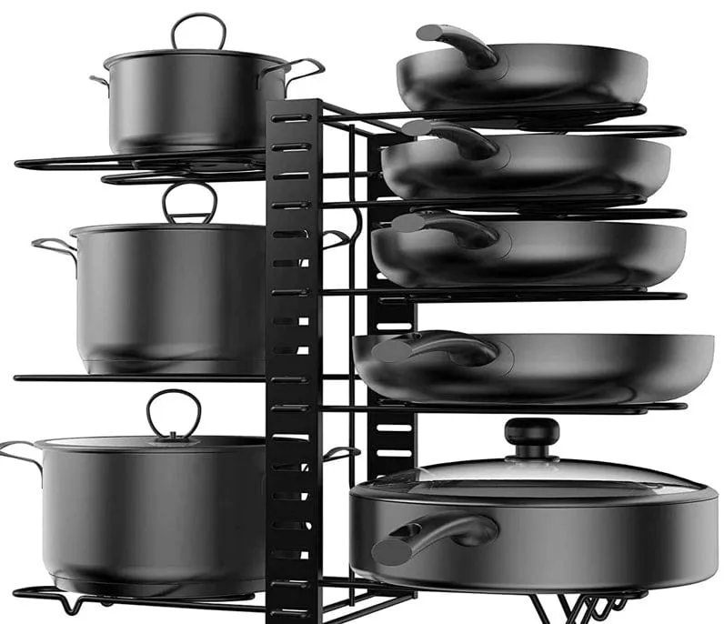 8-Tier Pot Rack Organiser - Black