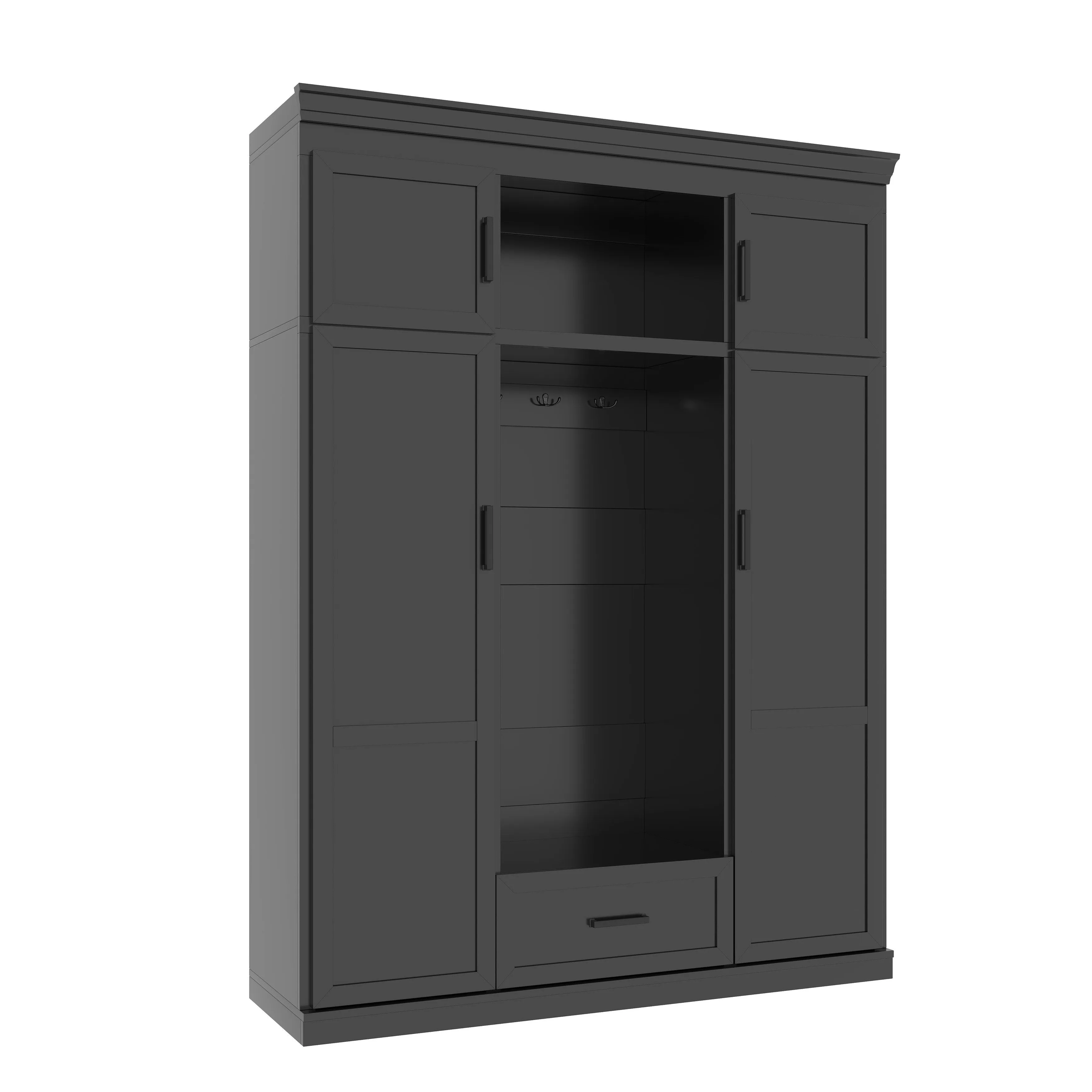 85 Inch Tall MDF Hall Tree with Bench, Entryway Storage Organizer with 4 Doors, 5 Drawers and Adjustable Shelves
