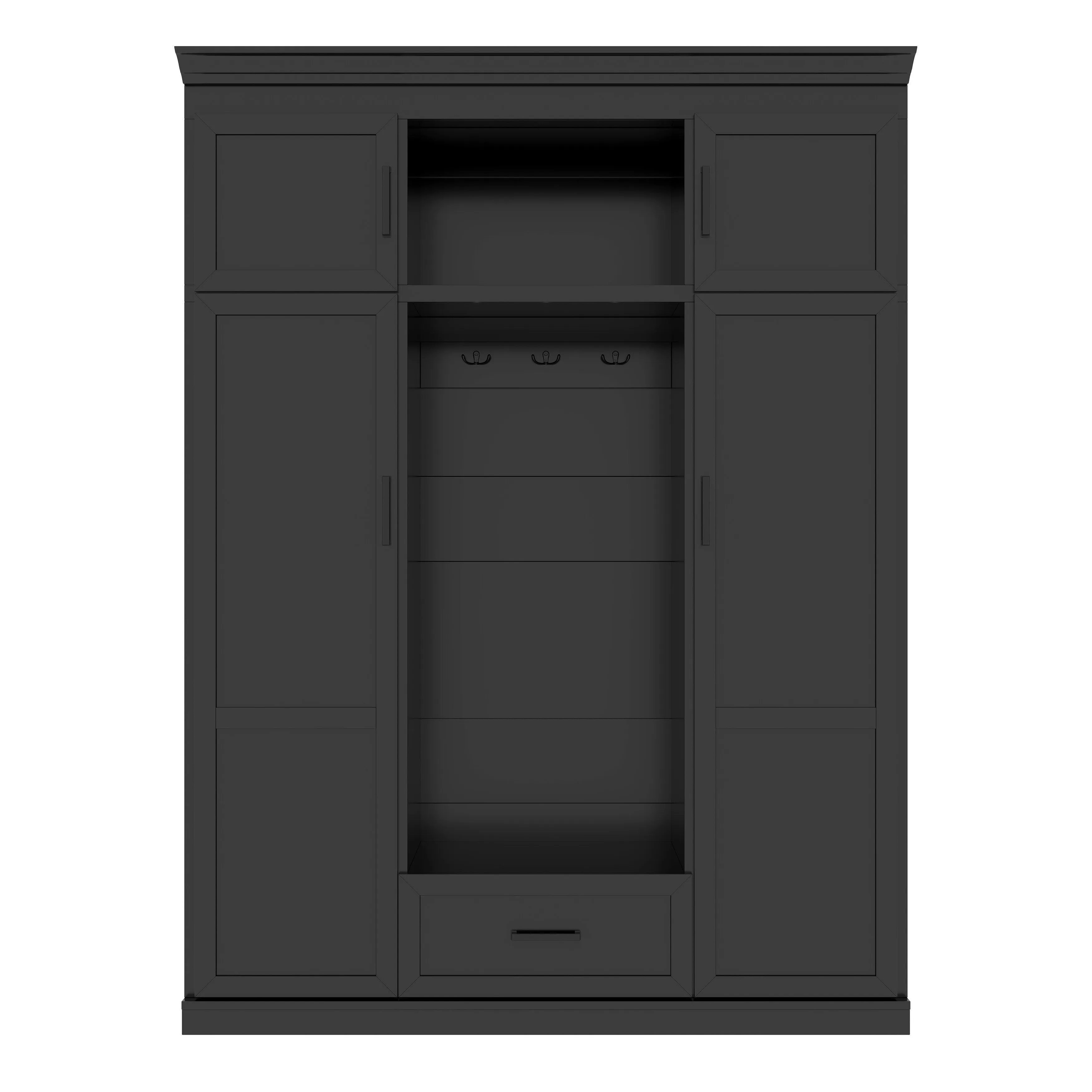 85 Inch Tall MDF Hall Tree with Bench, Entryway Storage Organizer with 4 Doors, 5 Drawers and Adjustable Shelves