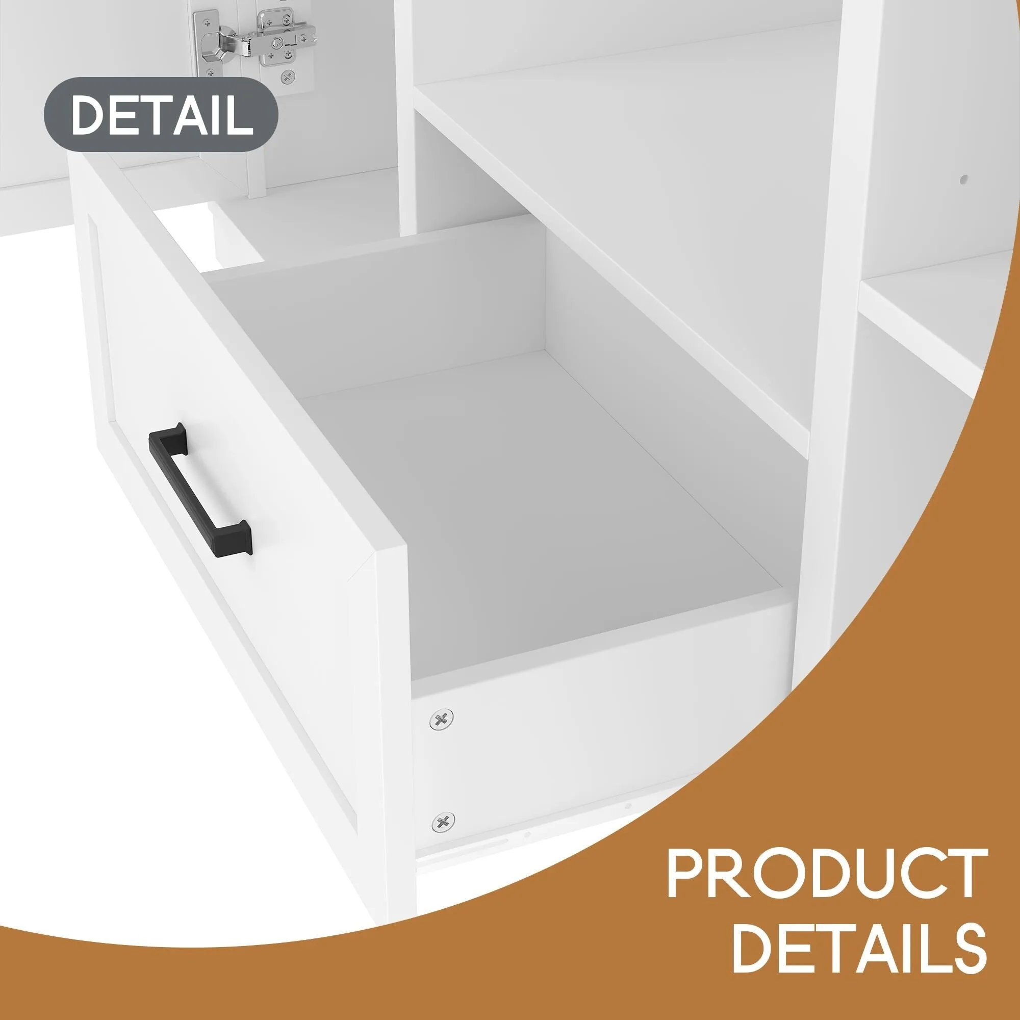 85.2''H Hall Tree with Bench and 3 Hooks, Modern Entryway Storage Organizer Cabinet , 1 Drawer and Adjustable Shelves