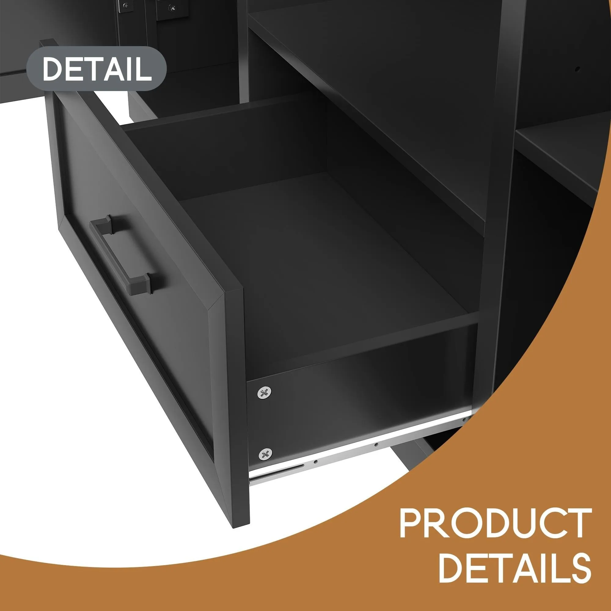 85.2''H Hall Tree with Bench and 3 Hooks, Modern Entryway Storage Organizer Cabinet , 1 Drawer and Adjustable Shelves