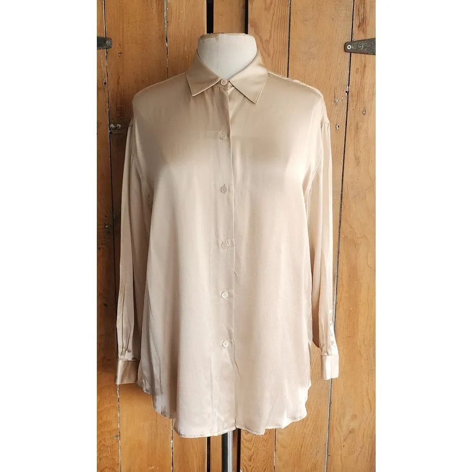 90s Burberrys Silk Blouse Cream Silk New w/Tags