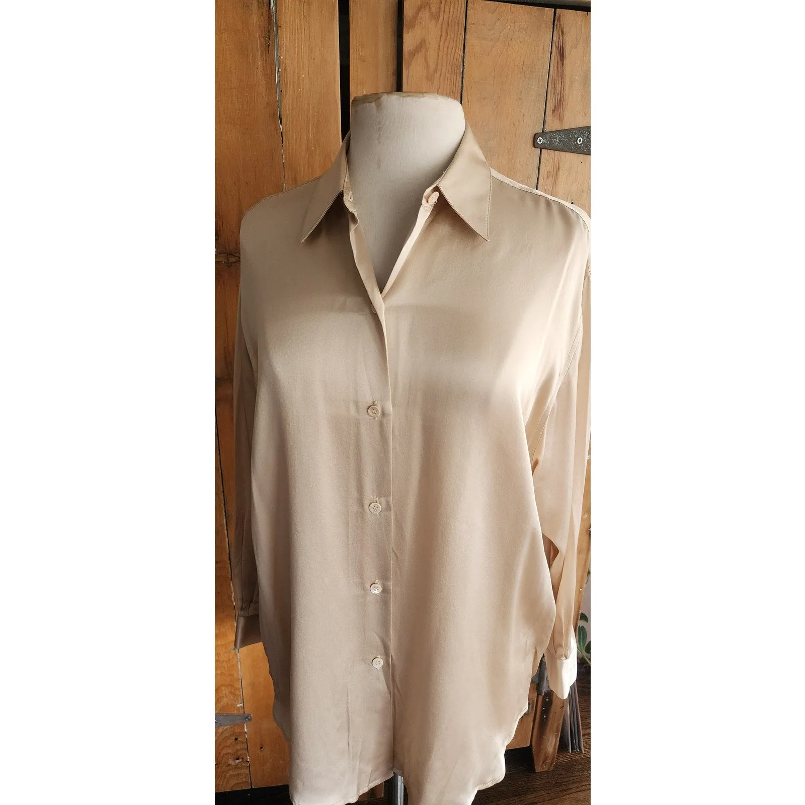 90s Burberrys Silk Blouse Cream Silk New w/Tags