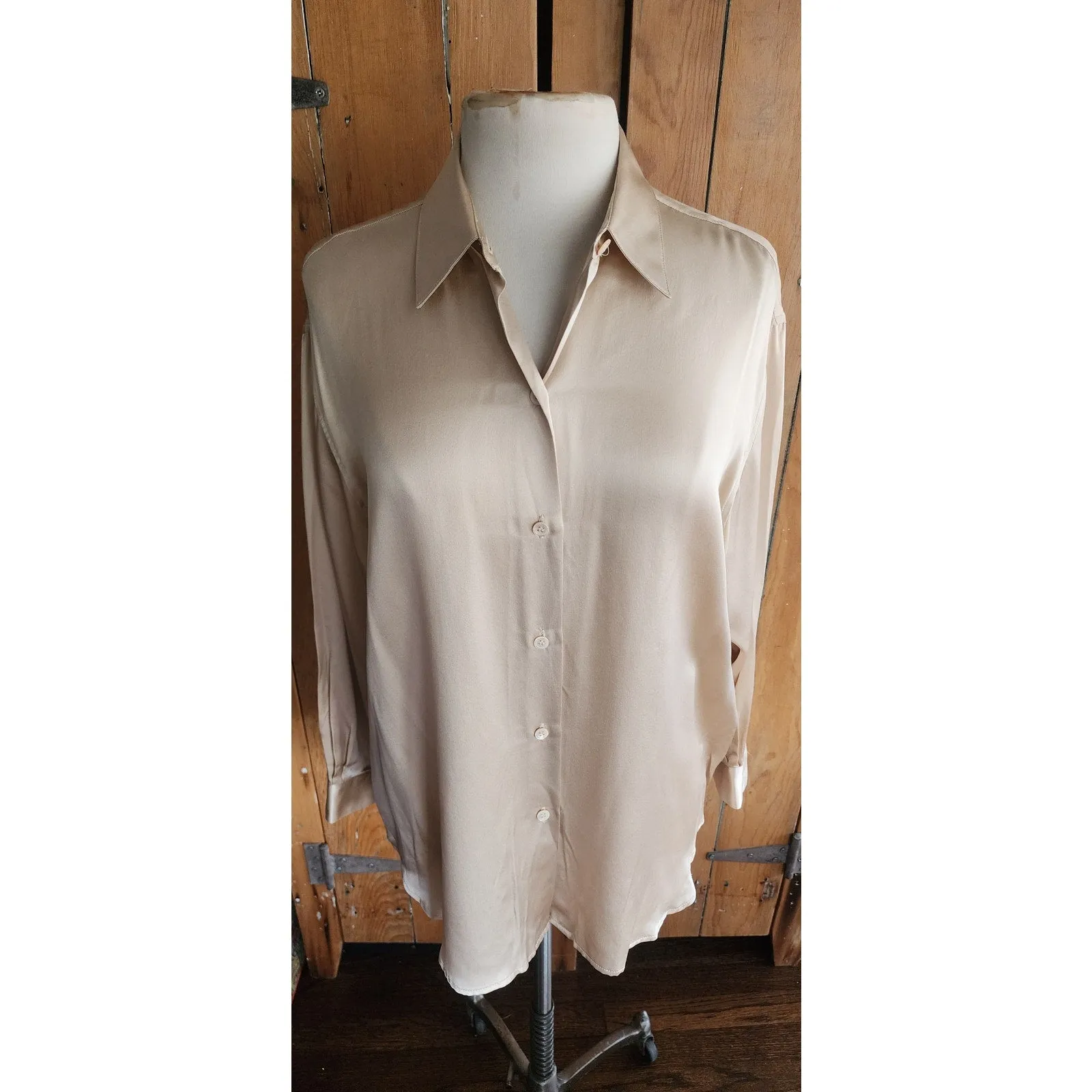 90s Burberrys Silk Blouse Cream Silk New w/Tags