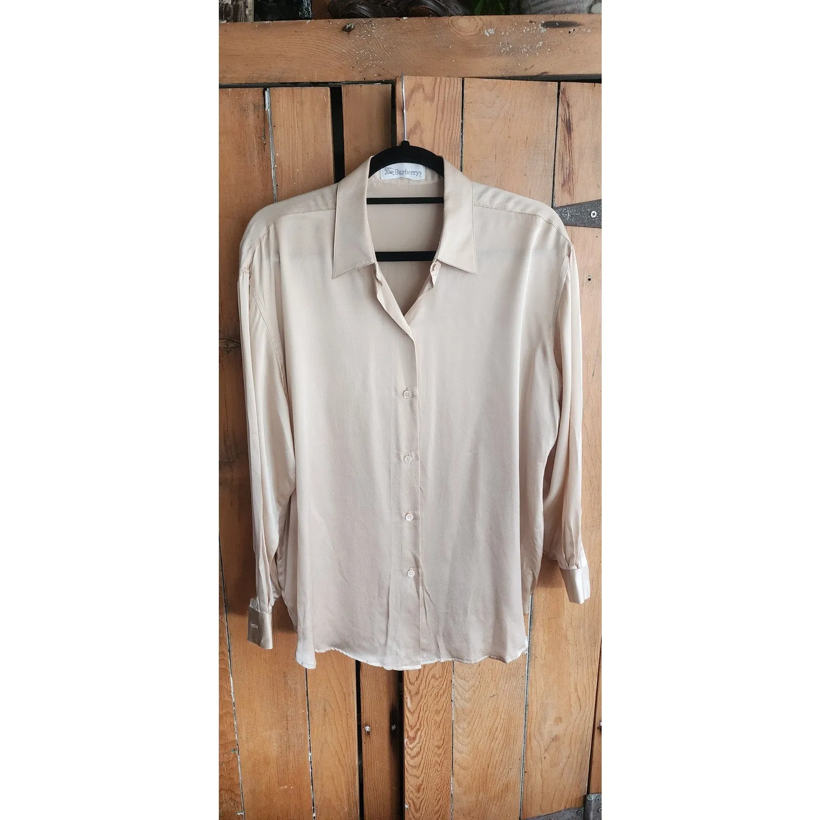 90s Burberrys Silk Blouse Cream Silk New w/Tags